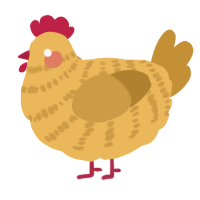 A honey and gold chicken with a bar pattern