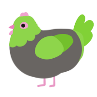 A grey and grass chicken with a head pattern