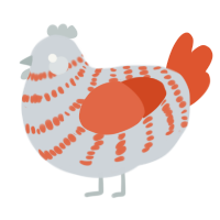 A mist and vermilion chicken with a bar pattern