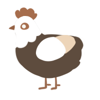 A bark and cream chicken with a head pattern
