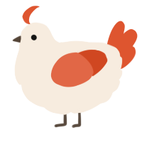 A cream and vermilion chicken