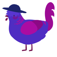 A indigo and plum chicken with a neck-band pattern