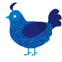 A sapphire and navy chicken with a double-lace pattern