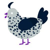 A silver and tumblr chicken with a speckle pattern