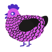 A orchid and sable chicken with a lace pattern