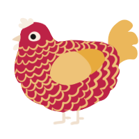 A crimson and honey chicken with a lace pattern