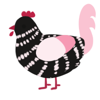 A sable and rose chicken with a bar pattern