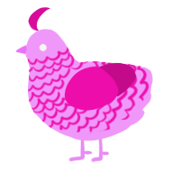 A lavender and fuchsia chicken with a lace pattern
