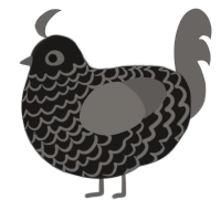 A sable and grey chicken with a lace pattern