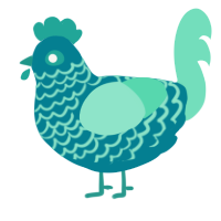 A sea and mint chicken with a lace pattern