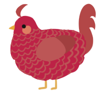 A crimson and red chicken with a lace pattern