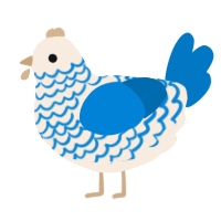 A cream and sapphire chicken with a lace pattern