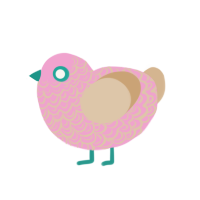 Ellie, a pink and beige chicken with a double-lace pattern