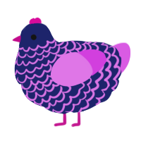 A navy and orchid chicken with a lace pattern