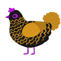 A sable and ochre chicken with a lace pattern