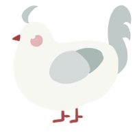 A white and silver chicken