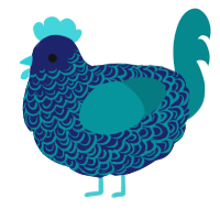 A navy and teal chicken with a double-lace pattern
