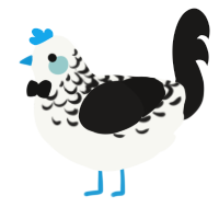 A white and sable chicken with a half-lace pattern