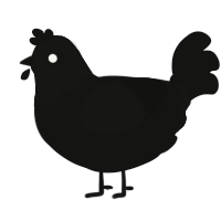 A black chicken with a head pattern