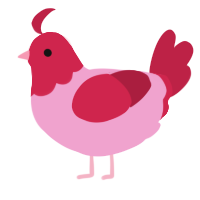 A pink and crimson chicken with a head pattern
