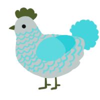 A silver and aqua chicken with a lace pattern