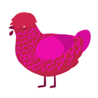 Cherry Pie, a crimson and fuchsia chicken with a lace pattern