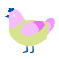 A lemon and lavender chicken with a head pattern