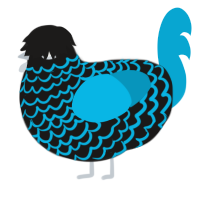 A sable and cerulean chicken with a lace pattern