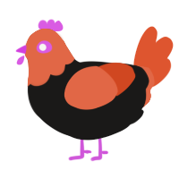 A sable and vermilion chicken with a head pattern