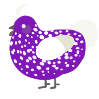 A violet and white chicken with a speckle pattern
