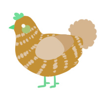 A gold and beige chicken with a bar pattern