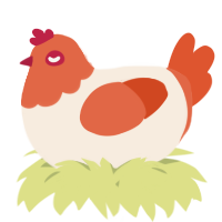 A cream and vermilion chicken with a head pattern