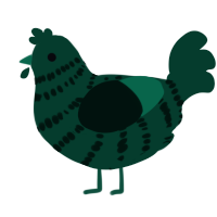 A rose chicken with a bar pattern