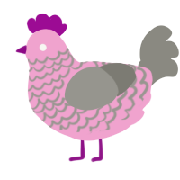 A pink and ash chicken with a lace pattern