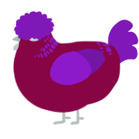 A maroon and violet chicken with a neck-band pattern