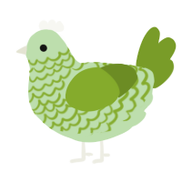 A gluppy and chartreuse chicken with a lace pattern