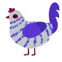 A silver and indigo chicken with a bar pattern