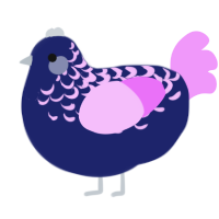 A navy and lavender chicken with a half-lace pattern