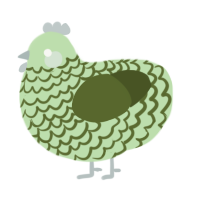 A gluppy and olive chicken with a lace pattern
