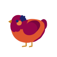 A vermilion and maroon chicken with a head pattern