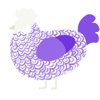A white and blurple chicken with a double-lace pattern