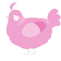 A pink chicken with a neck-band pattern