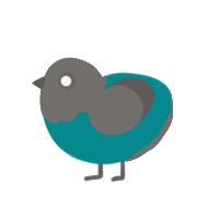 (unnamed), a teal and grey chicken with a head pattern