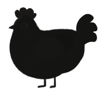 A black chicken with a lace pattern