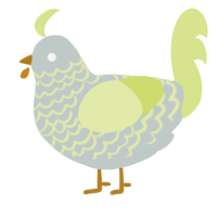 A silver and lemon chicken with a lace pattern