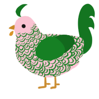 A rose and leaf chicken with a double-lace pattern