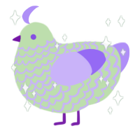 A gluppy and lilac chicken with a lace pattern