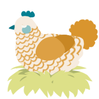 A cream and orange chicken with a lace pattern