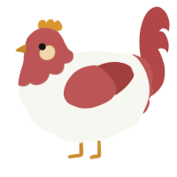 A white and red chicken with a head pattern