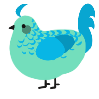 A mint and cerulean chicken with a half-lace pattern